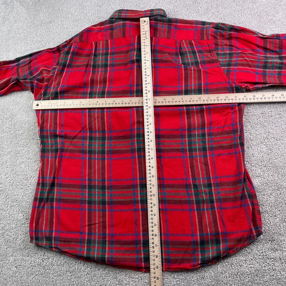 Vintage Sears Shirt Mens XL Red Plaid Flannel Lightweight Button Up Outdoors - Picture 7 of 11